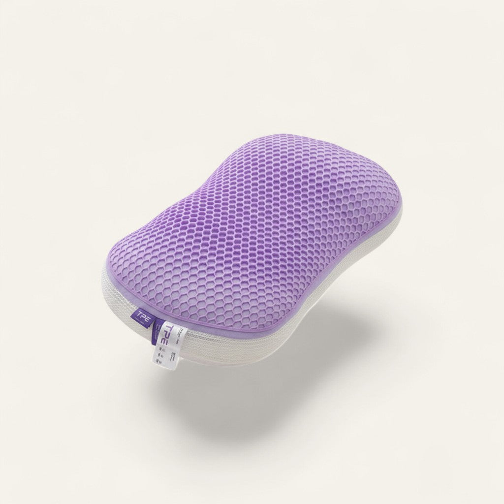 Driftward purple honeycomb cooling memory foam pillow with air channels for hot sleepers, pressure relief.