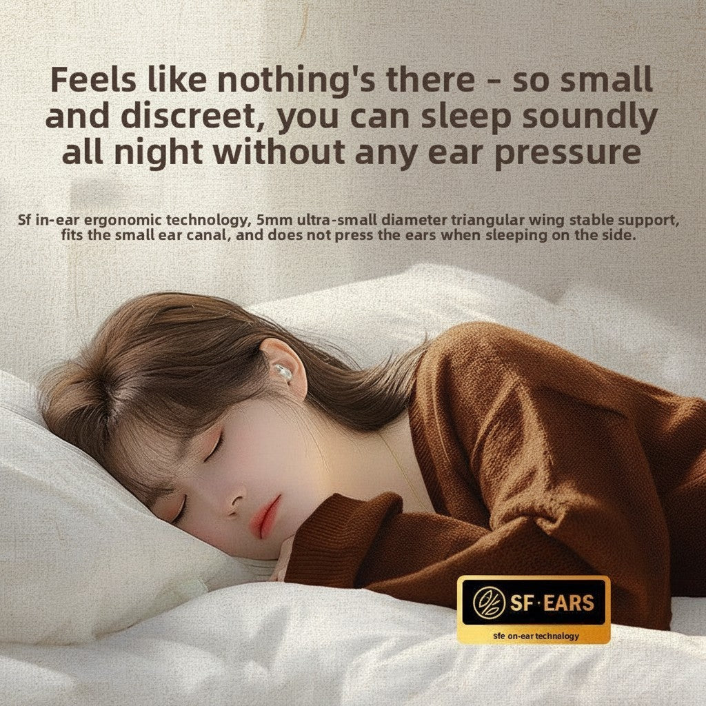 Driftward black wireless sleep headphones with noise reduction, slim profile for side sleeping.